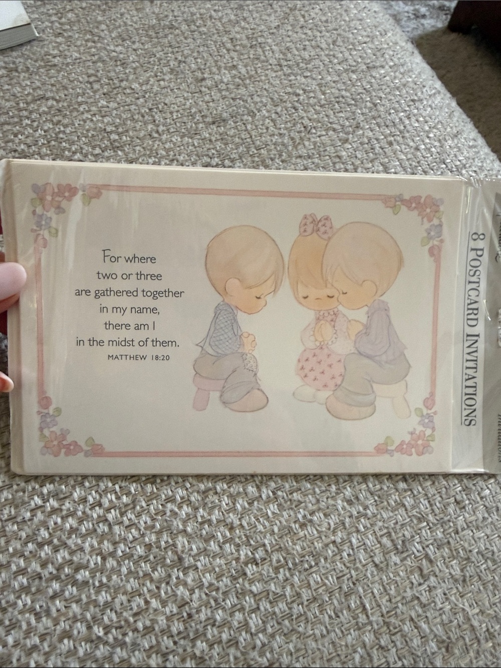 Precious Moments Pastel Pink and Cream Prayer Postcard Invitations